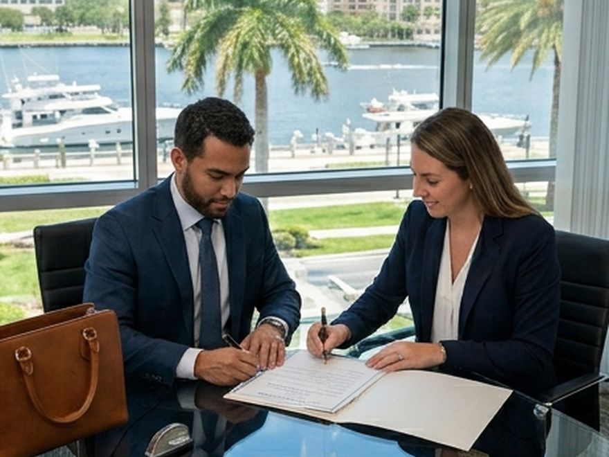 Documents handed off for apostille processing in Tamarac, Florida